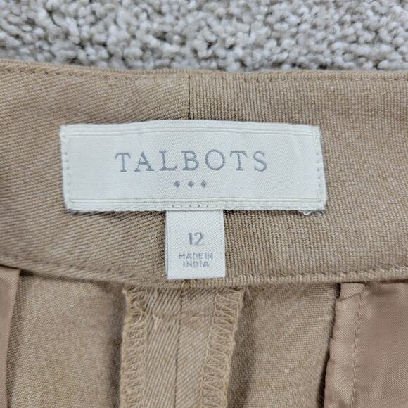 Talbots Womens Signature Straight Pants 12 Khaki Beige Office Career‎ Trouser - Picture 2 of 12